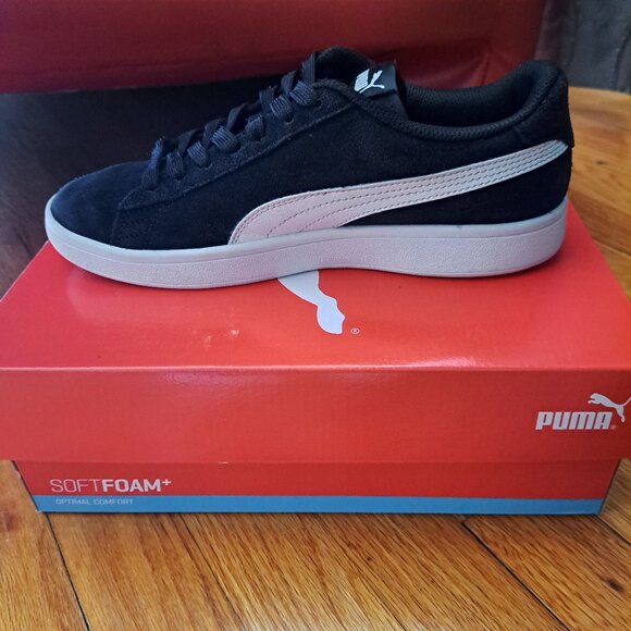 PUMA Smash V2 SD 365176-01 Kids Sneakers Size 5.5C Black Suede Shoes EUC - Picture 3 of 9
